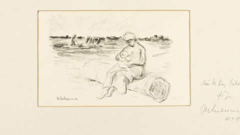 Max Liebermanns Zeichnung Mutter und Kind Max Liebermanns Zeichnung Mutter und Kind