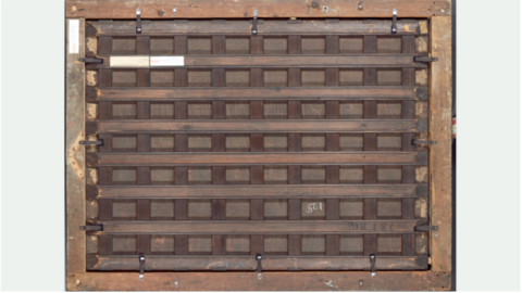 Rückseite des Bildes „Bildnis einer Frau in Dreiviertelfigur“ von Thomas de Keyser