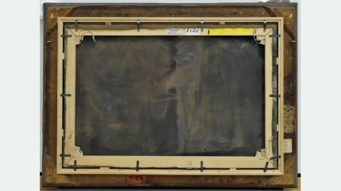 Rückseite des Gemäldes von Dora Hitz, In den Rosen