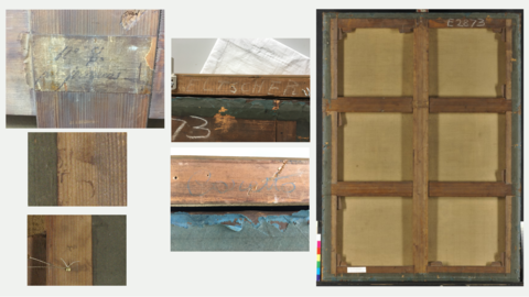 Collage der Bildrückseite Jacob Jordaens "Die Anbetung der Könige" von 1743/44