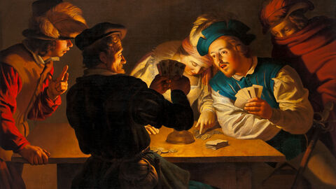 Das Gemälde zeigt eine Spielsituation