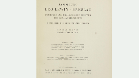 Auktionskatalog Paul Cassirer und Hugo Helbing, Sammlung Leo Lewin - Breslau, 12. April 1927, Berlin 1927, S. 5 
