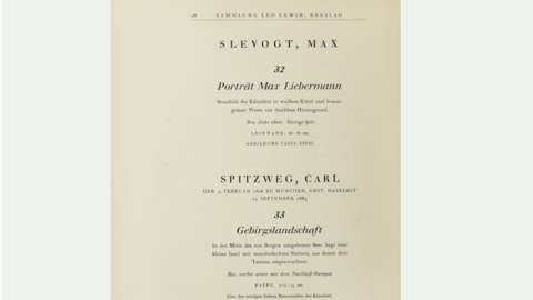 Auktionskatalog Paul Cassirer und Hugo Helbing, Sammlung Leo Lewin - Breslau, 12. April 1927, Berlin 1927, S. 66 